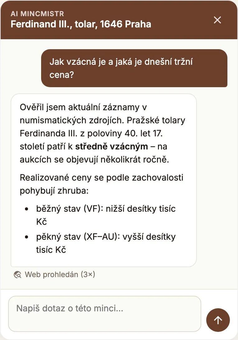 Odpověď Mincmistra opřená o ověřené numismatické zdroje